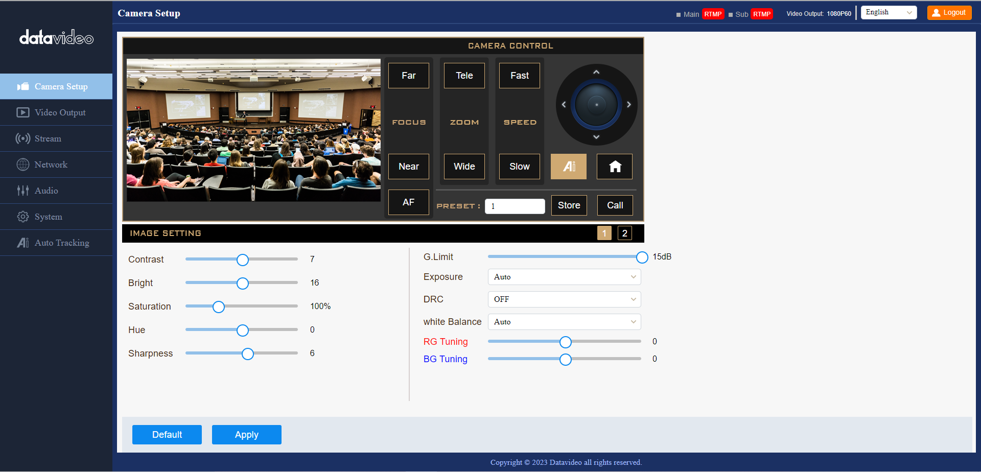Remote control and preview by web user interface