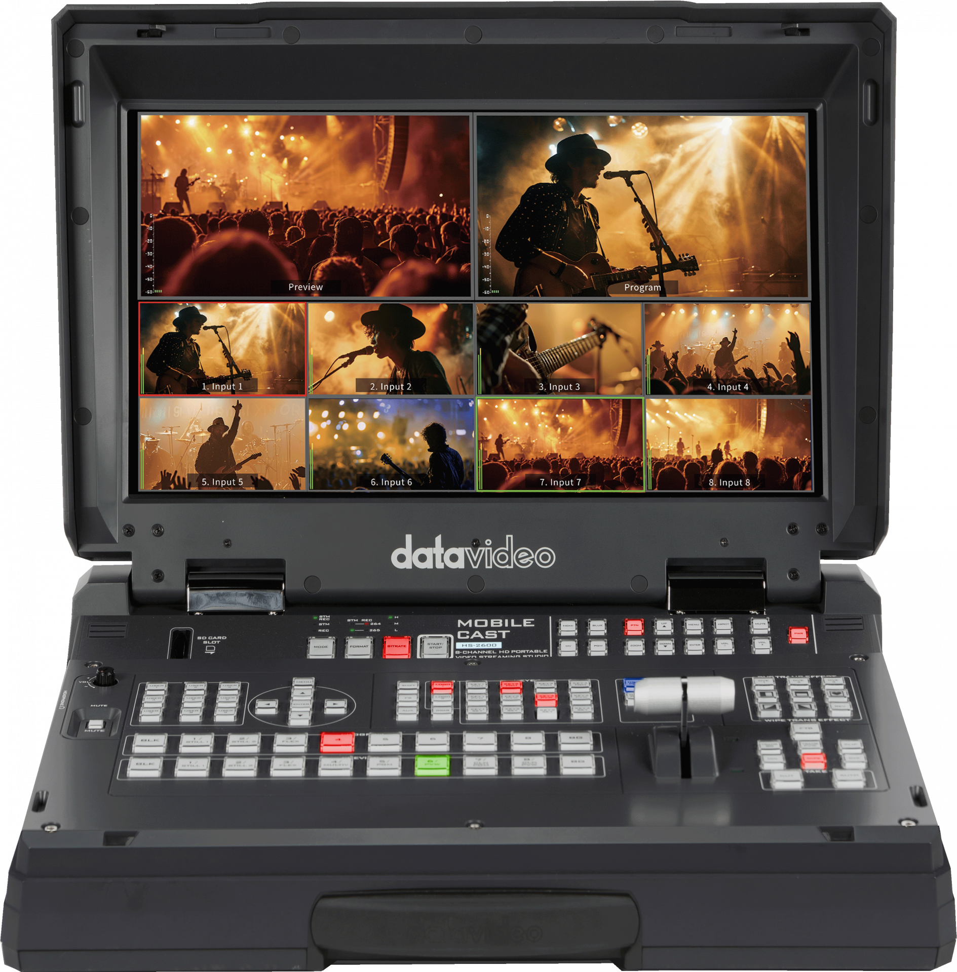Conmutador de producción full HD de 8 entradas completamente personalizables