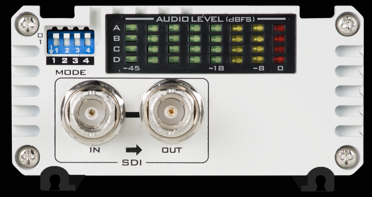 SMPTE和 EBU Audio level 切換，並可使用DIP SWITCH切換